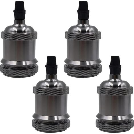 Set mit 4 Vintage-E27-Fassungen, E27-Sockel, 250 V, 4 A, Kunststoff, für Deckenleuchten, Stehlampen, Pendelleuchten, perlschwarze Farbe [Energieklasse D] (1/5)