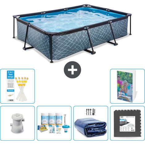 Exit Pool Rechteckig - Steinoptik - 300x200x65 cm - 7-teilig S233