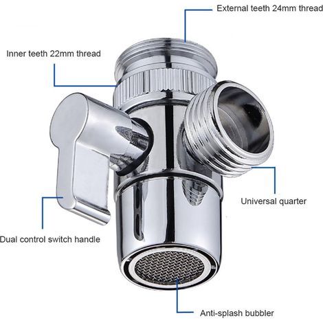 Küchenarmatur, Umstellventil, Umsteller für Küche oder Bad, Armaturenadapter, 3-Wege-Umstellventil, Verteiler (1/5)
