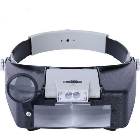 Bandeau Loupe Horloger Mains Libres Loupe avec Lumière Casque Loupe Grossissante avec LED Lumière, pour Horloger, Bijoutier, Lecture (1/4)