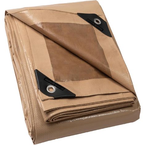 Bâche avec œillets - Imperméable - 3 m x 3 m - Beige/Kaki - Multifonction - en Polyester - 120 g/m² - Bâche de Protection - Bâche de Protection - Bâche Multi-usages - Indéchirable et (1/5)