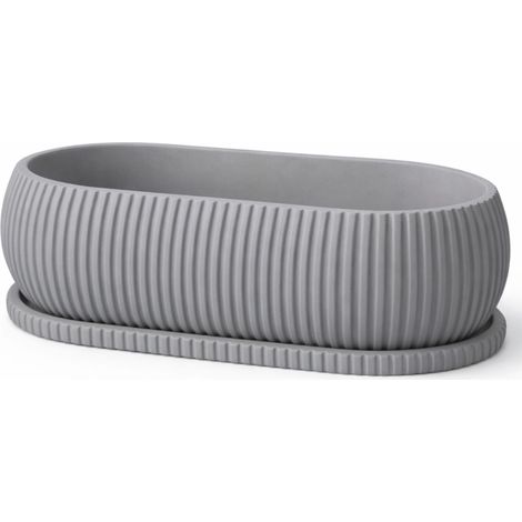Pot de fleurs gris rainuré, style loft minimaliste japonais moderne (1/2)