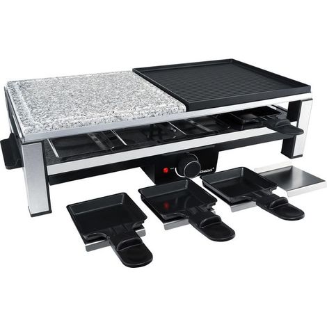Steba Raclette RC 108 Multi con Piastre per Griglia e Fondu in Acciaio Inox, Nero/Bianco (1/4)