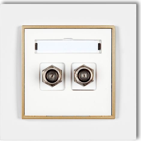 2 prese per antenna con cornice Karlik Mini, bianco/oro (1/2)