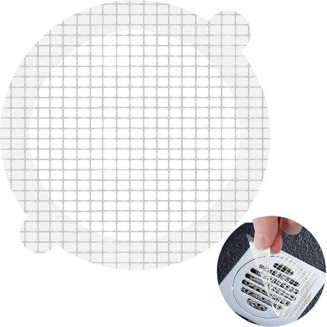 Lot de 50 grilles de douche jetables avec attrape-cheveux, pour salle de bain et buanderie. (1/4)