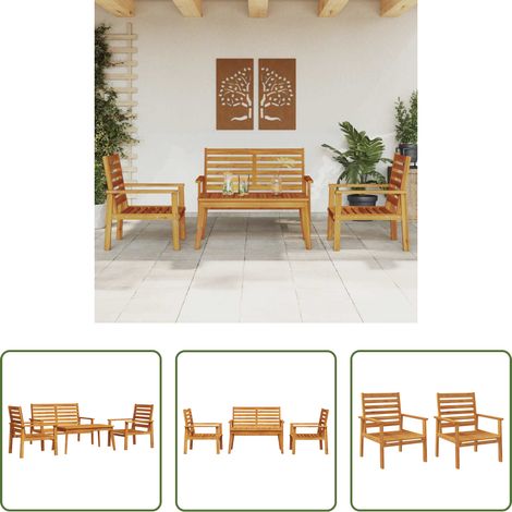 Akazienholz - 4-tlg. Garten-Lounge-Set Massivholz Akazie (1/5)