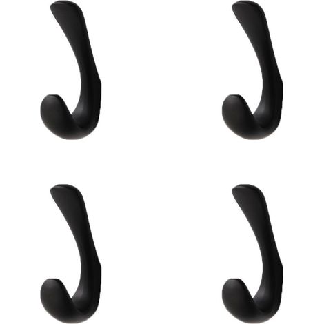 4 Pack Bathroom Towel Hooks, Black Bath Towel Hooks, Robe and Towel Hooks (1/3)