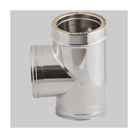 RACCORDO A TEE 90  ° DOPPIA PARETE  Int.  EE  200  Est.  EE  250  H 440     MADE IN ITALY