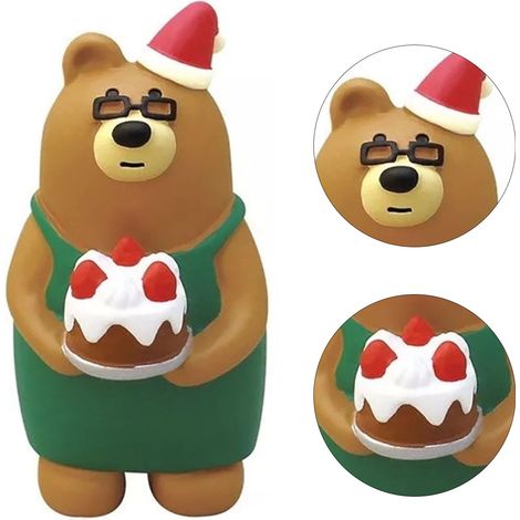 Kreativer Weihnachtsteddybär, Tischdekoration aus Kunstharz, festliche Miniaturfigur für Weihnachtsbaum oder Schreibtisch, niedlicher Weihnachtsschmuck (1/5)