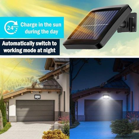 1 Projecteur LED Solaire, Panneau Séparé, Câble 5m, Détecteur Mouvement, IP65, Jardin Garage (1/5)