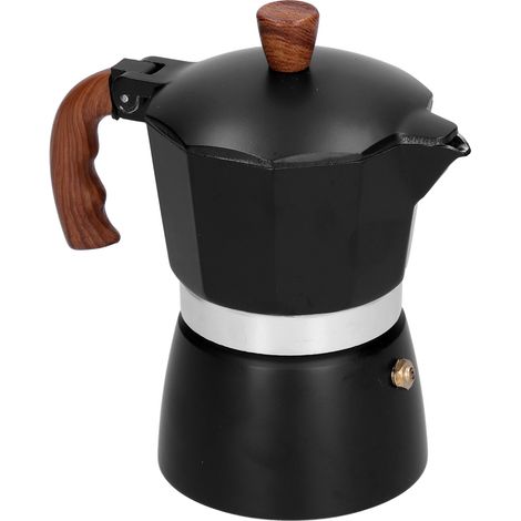 Cafetière Moka portable en alliage d'aluminium avec poignée isolante pour la maison et le bureau, 150 ml (3 tasses) (1/5)