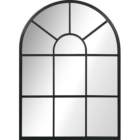 Espejo de pared decorativo 70 x 50 cm con marco metálico negro HOMVRA (1/5)