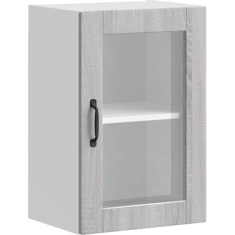 Armario de pared de cocina con puerta de cristal práctico espacio de almacenamiento 40 x 31 x 60 cm madera Sonoma gris 020050318 (1/5)