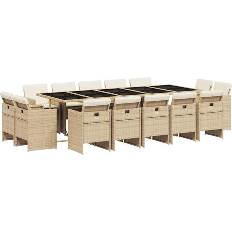 Maison Exclusive - Set da Pranzo da Giardino 15 pz con Cuscini Beige in Polyrattan (1/5)