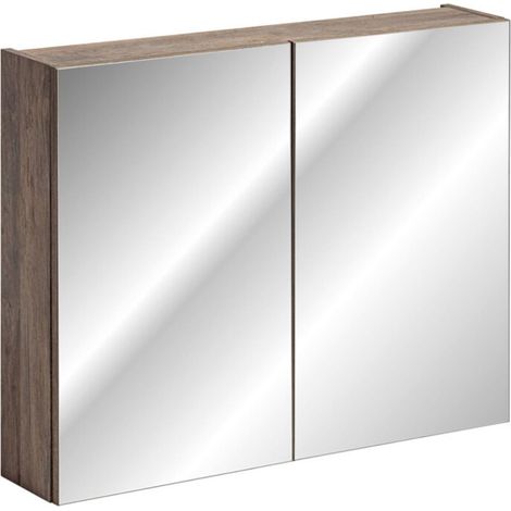 Möbelstück VANTA dunkle Eiche 80cm – Wandschrank mit Spiegeltür