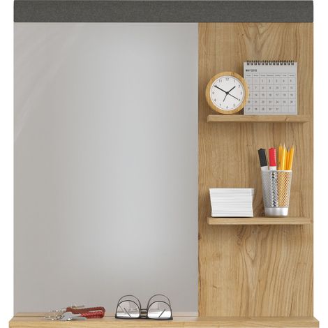 Etagère murale miroir et chêne de Navarre Florence 79cm (1/4)