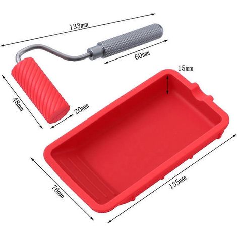 Mini rouleau à peinture en silicone, kit de peinture et décoration rouge (1/5)