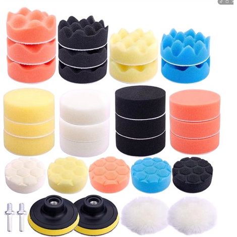 39 pezzi di spugne per lucidatura auto,tamponi lucidanti per auto,tamponi lucidanti per avvitatore a batteria,lucidatura con trapano (1/5)