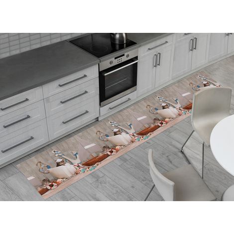 Tappeto Passatoia Cucina Antiscivolo Sottolavello Digitale Dis. Gatto Marinaro, misura50x600coloreGatto Marinaro (1/4)