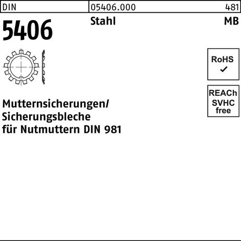 Tôle de sécurité DIN 5406 MB 21/M105x2 acier p.DIN 981 10 pièces