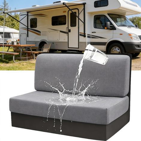 Housse De Coussin De Siège De Caravane, Jacquard Housse Banquette Camping Car, Housses de Coussin Très Extensibles pour Caravane, Lavable, pour Dinette De Camping-Car (Gris Foncé)