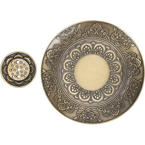 Plaque porte-encens en bronze en forme de fleur, porte-bâtonnets d'encens ronds pour la décoration intérieure (1/5)