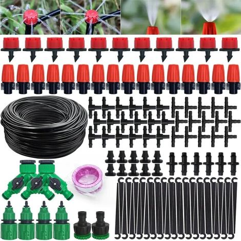 Système d'irrigation goutte à goutte (15 m) pour jardin, kit d'arrosage automatique avec tuyau réglable et installation facile, permettant d'économiser l'eau. (1/5)