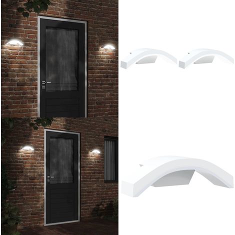 Appliques murales LED d'extérieur 2 pcs blanc - Applique Murale Exterieure - Éclairage Extérieur - Luminaire Led - Lampadaire Extérieur - Lumière Blanche - Home & Living (1/5)