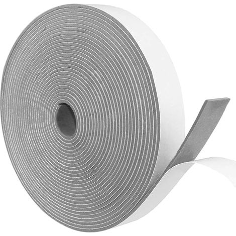 Joint Isolation pour Porte Fenêtre, Joint Adhésif en Mousse Caoutchouc, 25mm(l) x3mm(H) x10m(L), Résistant aux Intempéries, Anti-Collision, Isolation, Gris (1/5)