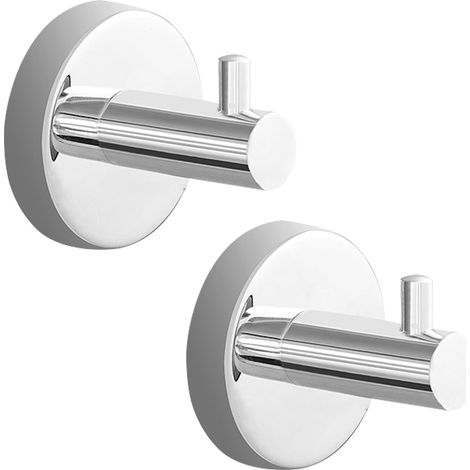 Set aus zwei Badezimmerhandtuchhaken, Kleiderhaken aus Edelstahl (Chrom).