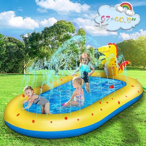 Planschbecken für Kinder, aufblasbare Sprinklermatte, Schwimmbecken für Kleinkinder ab 3 Jahren und Splash Pad, Planschbecken für Springbrunnenspiele, Sommer-Garten-Sprühwasserspielzeug für Kinder im