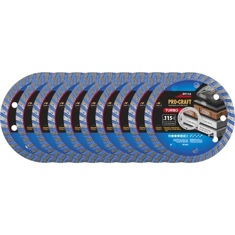Disco da taglio diamantato Procraft DT115 Turbo 115 x 22,23 mm, 10 pezzi (1/2)