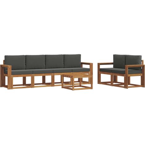 Conjunto de sofás de exterior 7 uds. Natural y Antracita vidaXL (1/5)