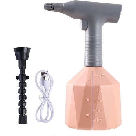 Pulvérisateur électrique avec buse de brumisation, pulvérisateur d'eau portable pour pelouse et jardin (rose 1 L) (1/4)
