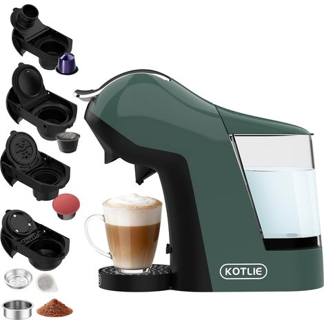 Machine à café à capsules 5 en 1, 19 bars, machine multi-capsules pour Original/Dolce Gusto/dosettes ESE (44 mm)/café en poudre, réservoir d'eau de 1 L, 3 températures/7 quantités d'eau (1/5)