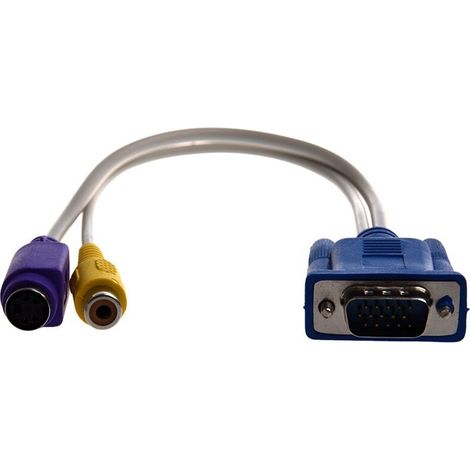 2 câbles adaptateurs VGA vers S-Vidéo/RCA pour sortie TV (1/3)