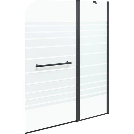 Mampara de baño minimalista con puerta de vidrio templado negro 140 x 100 cm Tuapi