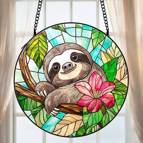 Attrape-soleil vitrail chat 30 cm décoration suspendue fenêtre animal coloré cadeau (1/5)