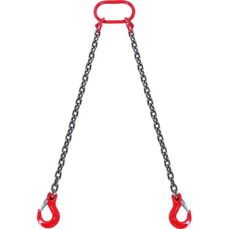 VEVOR Elingue Chaine de Levage a 2 Brins avec Crochets, 8 mm x 150 cm, Capacite de Charge Securisee 2993 kg, Grade 80, pour Chariot Elevateur, Palan a Moteur, Quai, Chantier de Construction, Usine