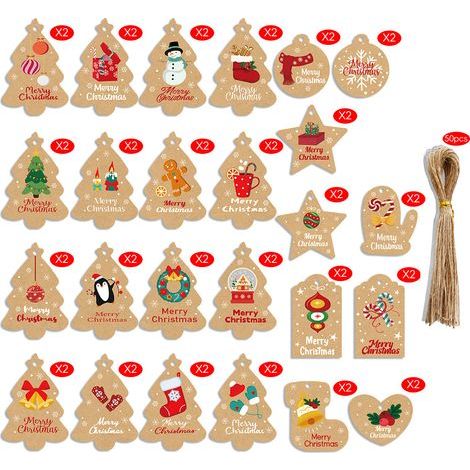 Weihnachtsdekorationen - Christbaumschmuck - Weihnachtsanhänger - Hängedekorationen - Weihnachtsschmuck - 50 Stück - 25 Designs. (1/5)