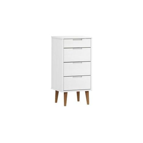 Commode MOLDE Blanc 40x35x82 Bois de pin massif (1/5)