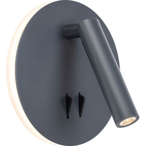 Applique murale liseuse LED 9W – Fonte d'aluminium gris anthracite – Température de couleur 3000K – Lumens 693 – IP20 intérieur (1/5)