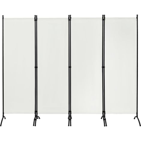WOLTU Paravento da Interno, a 4 Pannelli con Telaio in Metallo e Supporto, Pannelli Divisori per Interni per Casa e Ufficio, 224x182cm, crema (1/5)