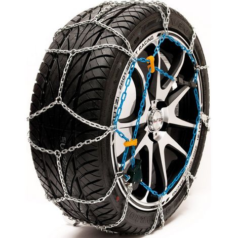 Jeu de 2 chaînes neige automatiques 9 mm – Système de tension autobloquant – Maillon carré pour stabilité – Gants inclus – Sumex (1/5)