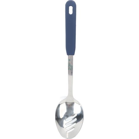 Servierlöffel, Küchenlöffel, Edelstahl, mit Aufhängeöse, spülmaschinenfest, leicht zu reinigen, langlebiges Küchenutensil für Hotels, Silikongriff, Loch (1/5)