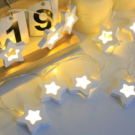Guirlande lumineuse LED en forme d’étoile à 5 branches – 6 m, 40 ampoules clignotantes, piles incluses – Décoration festive intérieure/extérieure pour Noël, anniversaires et événements-lsw (1/4)
