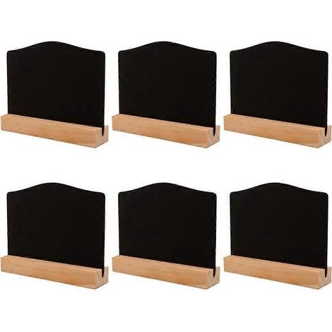 Lot de 6 mini tableaux noirs double face en bois, tableau d'affichage décoratif pour boutique, bar, café (petit format avec base)-10X7.6X2.4cm (1/2)
