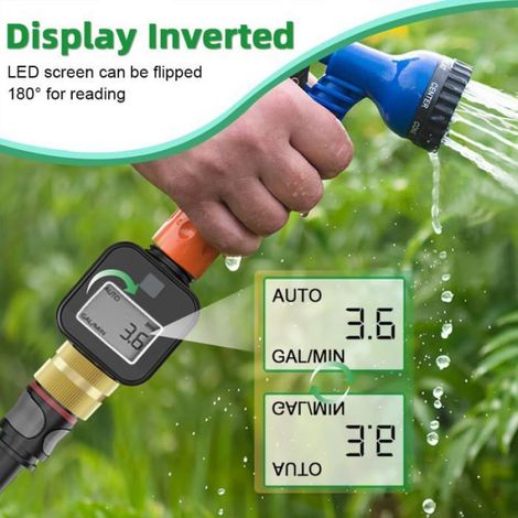 1 Débitmètre d'eau, laiton massif, écran LCD, 4 modes mesure, IPX6, camping-car arrosage (1/5)