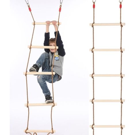 Échelle de corde - GIGICIAL - Bois massif - 1 agrès - Pour enfants à partir de 3 ans (1/5)