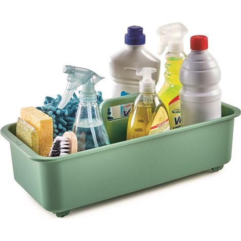Rangement sous Évier Vert, Organisateur de Cuisine, Porte Détergents Gain de Place, avec Roues et Poignée, Organisateur Evier 45.3 x 20.8 x 17.5 cm (1/5)